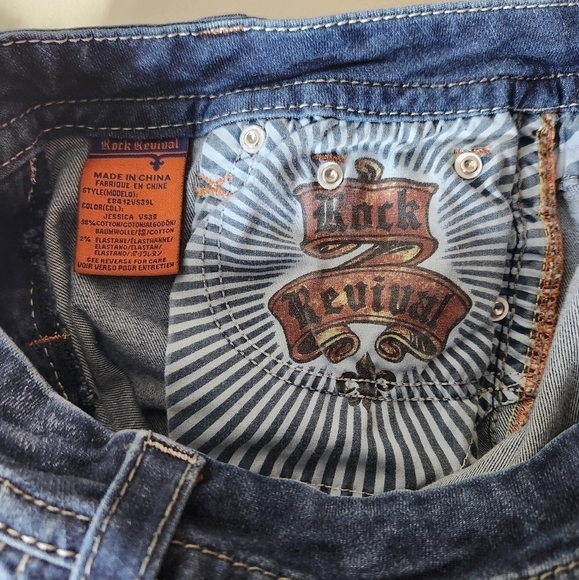 Rock Revival Jessica Curvy Midrise Thick Stitch Flap Pocket Skinny Jeans-Size 27 - Picture 10 of 13